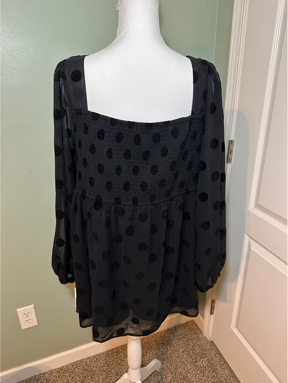 NWT Motherhood Maternity Smocked Square Neck Polka Dot Top XXL - Picture 7 of 7